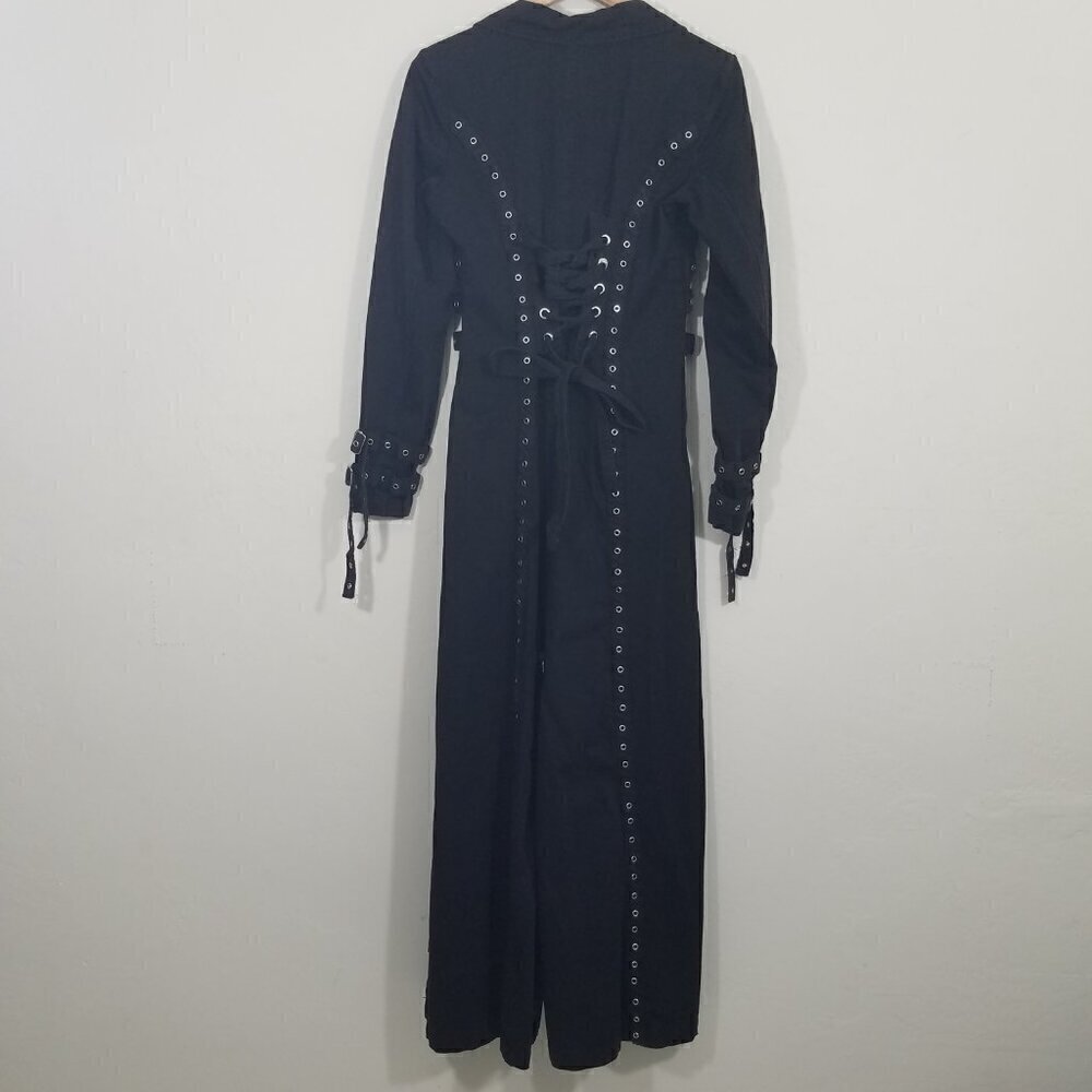Tripp nyc Trench Coat Corset Goth Punk Emo Grommit Size L - Picture 7 of 11